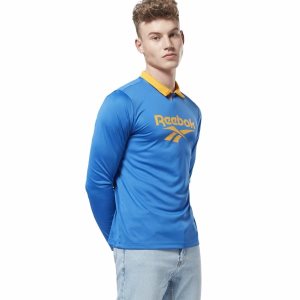 Bluza Męskie Reebok Classic Football Polo Głęboka Niebieskie PL 86YVATL